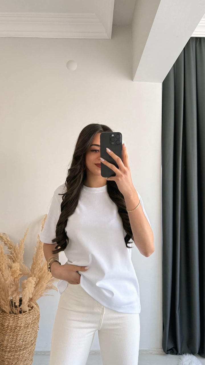Cosi Pamuklu  Basic Tshirt Beyaz