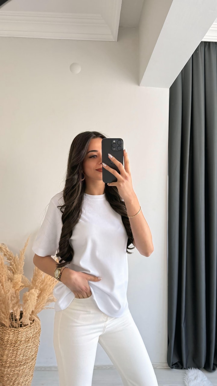 Cosi Pamuklu  Basic Tshirt Beyaz