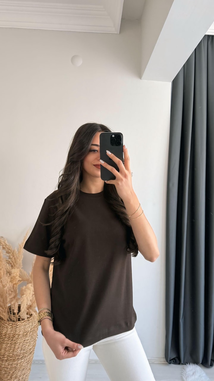 Cosi Pamuklu  Basic Tshirt Kahve