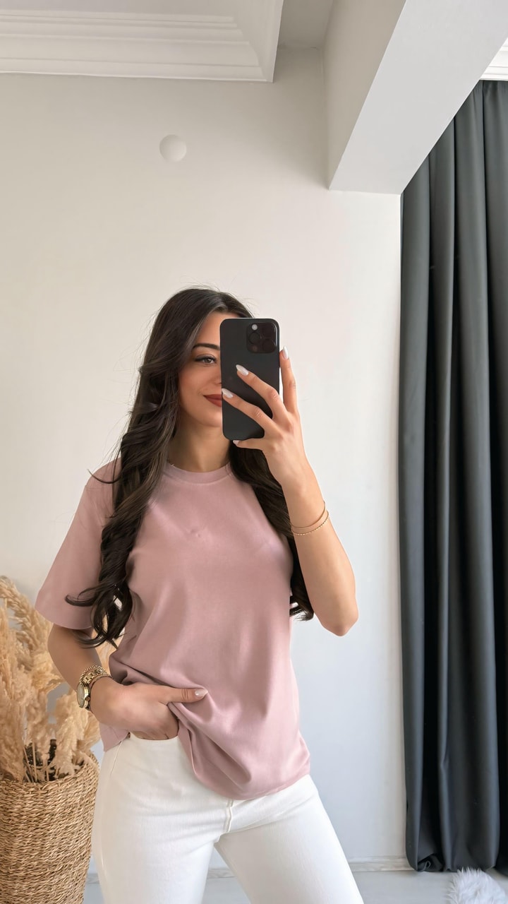 Cosi Pamuklu  Basic Tshirt Pudra