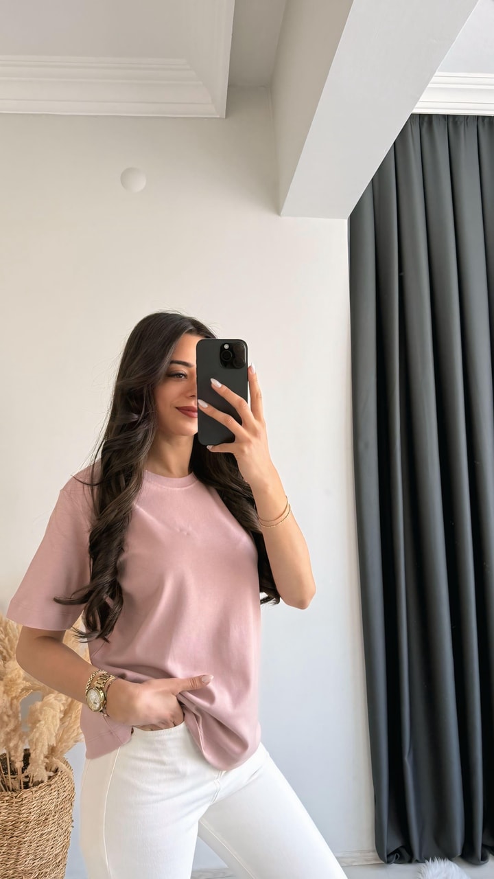 Cosi Pamuklu  Basic Tshirt Pudra