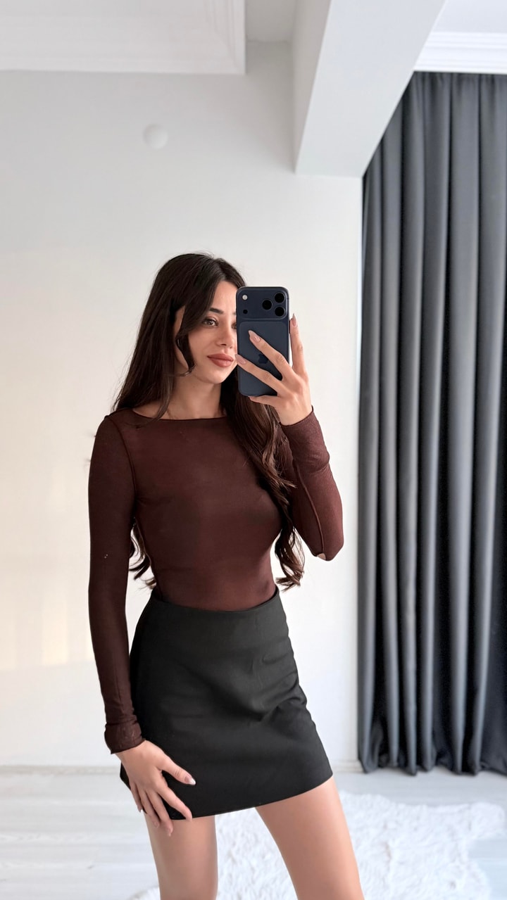 Faylin Kahve Transparan Body