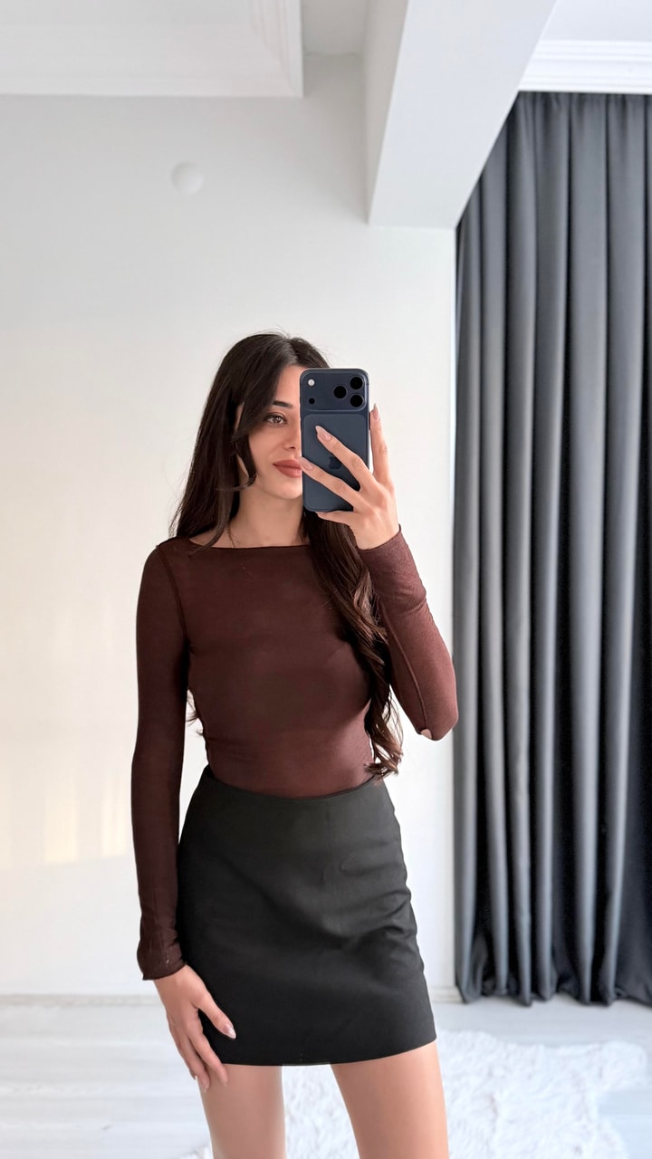 Faylin Kahve Transparan Body