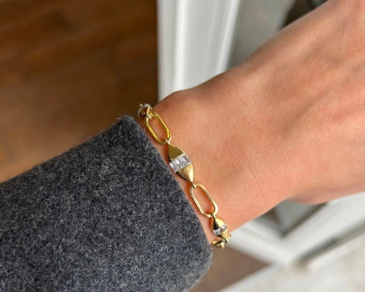Gold  Tasarım Taşlı 14K Özel Seri Bileklik