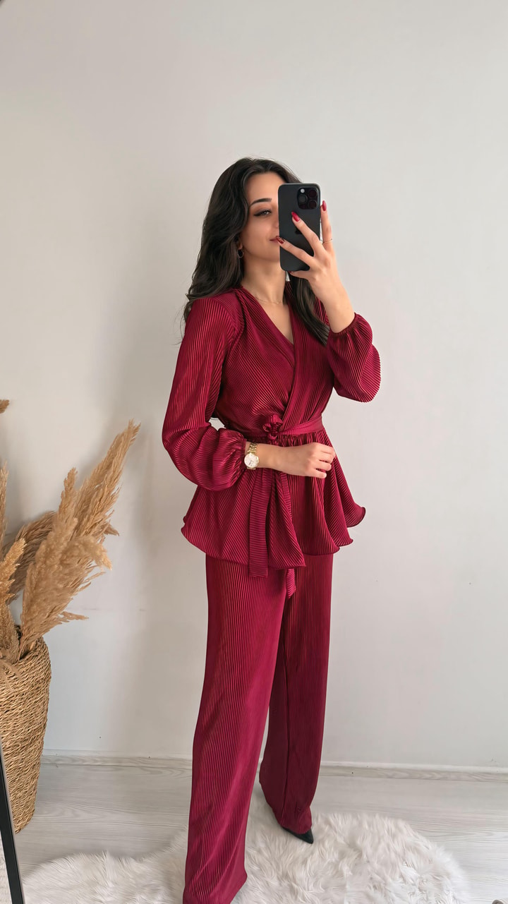 İnna Lüx Kalite Kırınkıl Vatkalı Takım Bordo