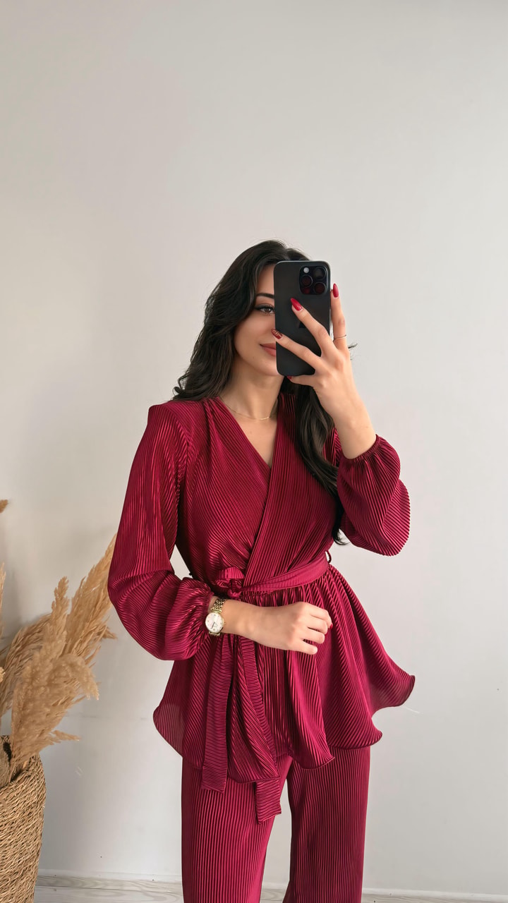 İnna Lüx Kalite Kırınkıl Vatkalı Takım Bordo