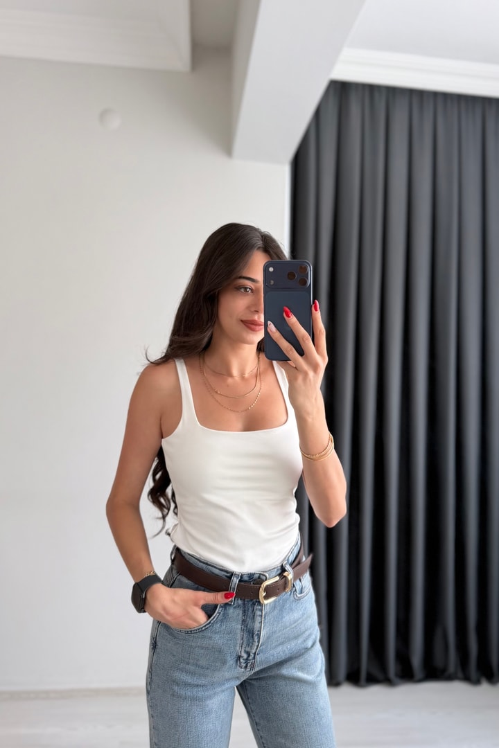 Jova Askılı Zıbın Beyaz Bodysuit