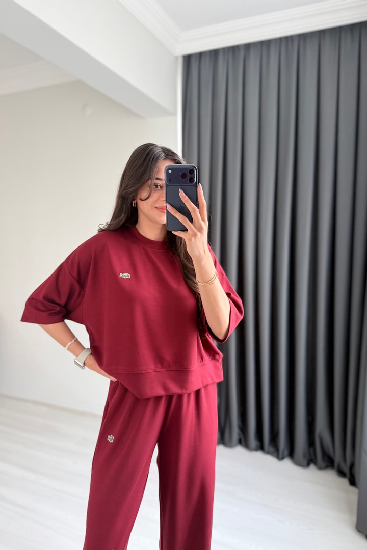 Lacostev Modal Kumaş Premium Seri Eşofman Takımı Bordo