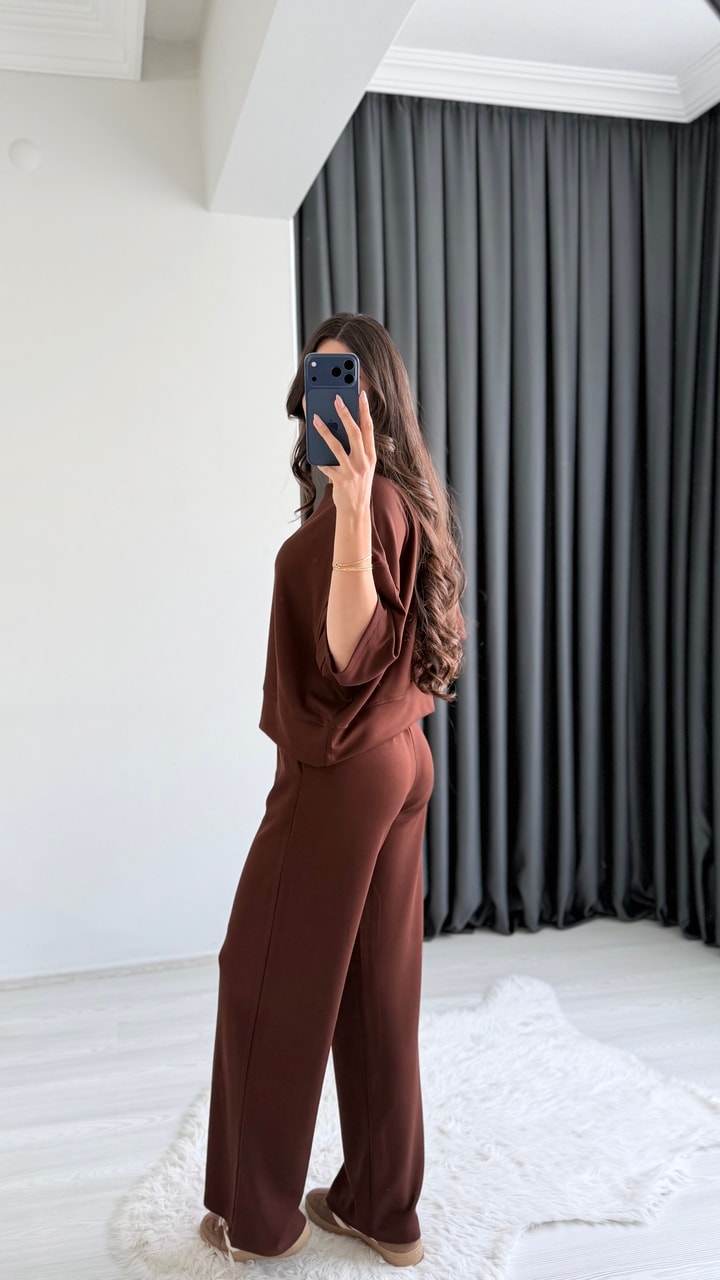Lacostev Modal Kumaş Premium Seri Eşofman Takımı Kahve