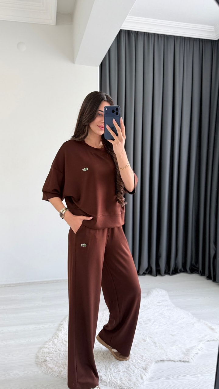 Lacostev Modal Kumaş Premium Seri Eşofman Takımı Kahve