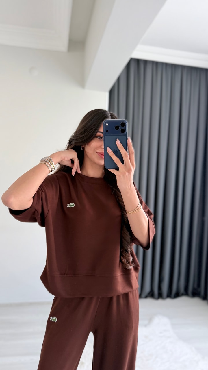 Lacostev Modal Kumaş Premium Seri Eşofman Takımı Kahve