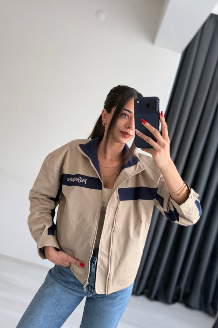 Lare Şerit Detaylı Marka Model Ceket Taş