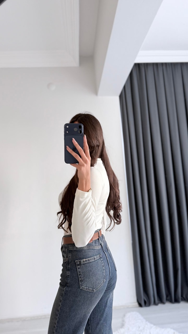 Lauron Masi Tam Pamuklu Soft Touch Likralı Basic Body Beyaz
