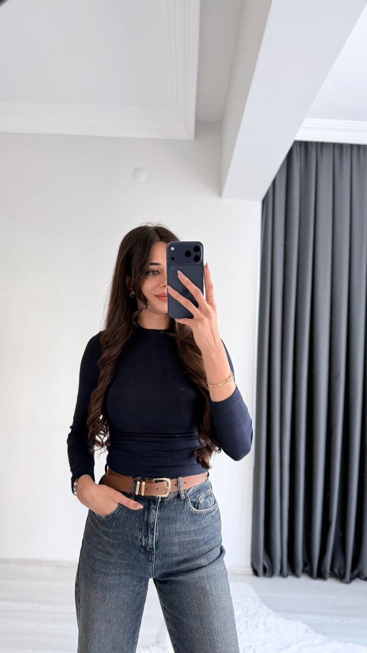 Lauron Masi Tam Pamuklu Soft Touch Likralı Basic Body Lacivert