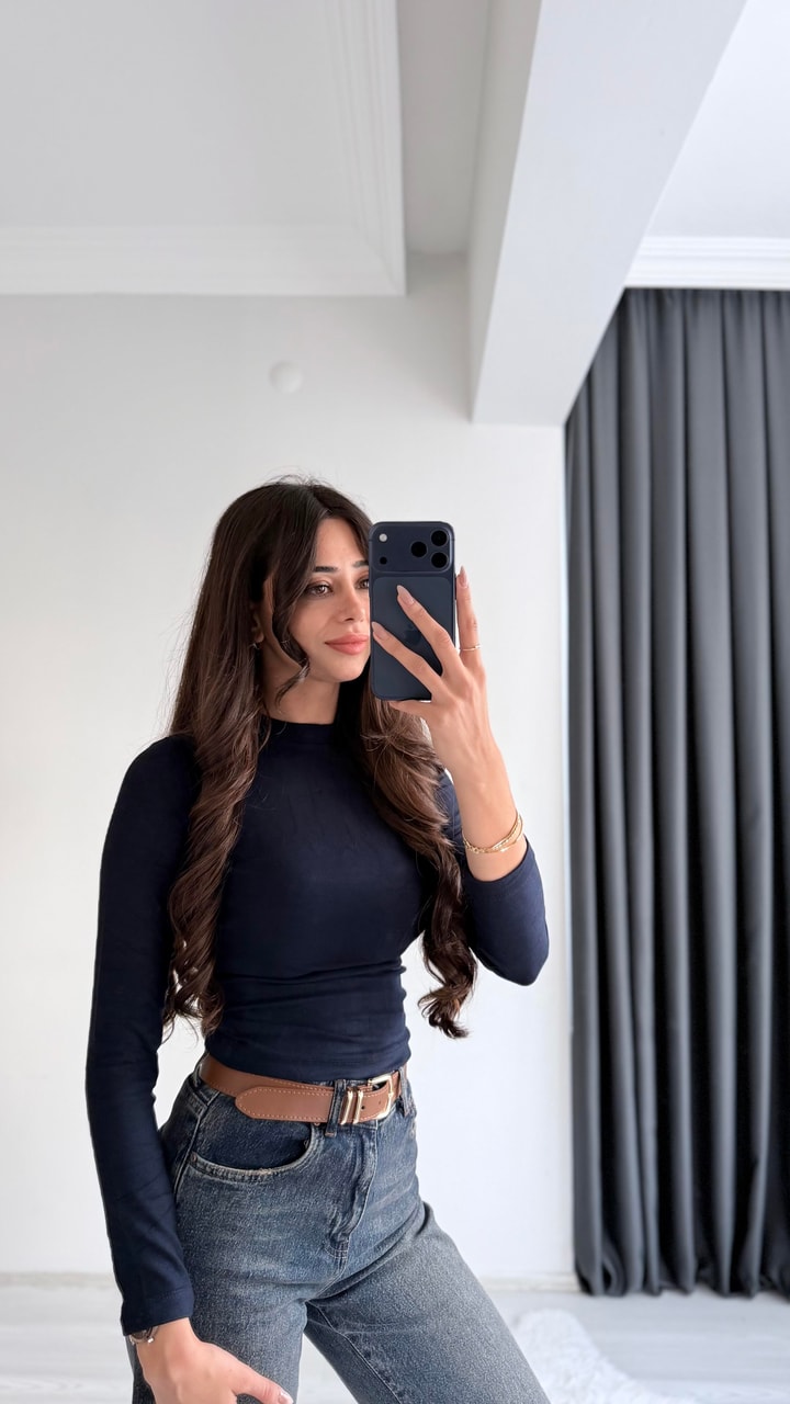 Lauron Masi Tam Pamuklu Soft Touch Likralı Basic Body Lacivert