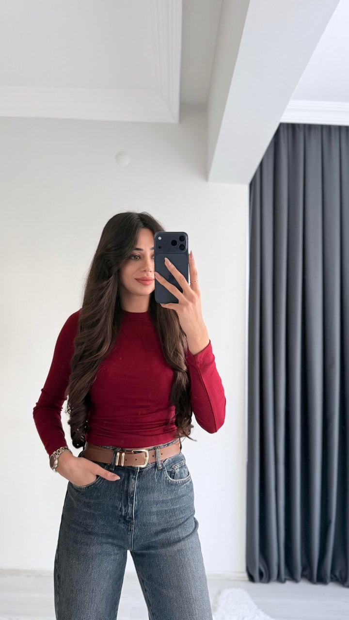 Lauron Masi Tam Pamuklu Soft Touch Likralı Basic Body Bordo