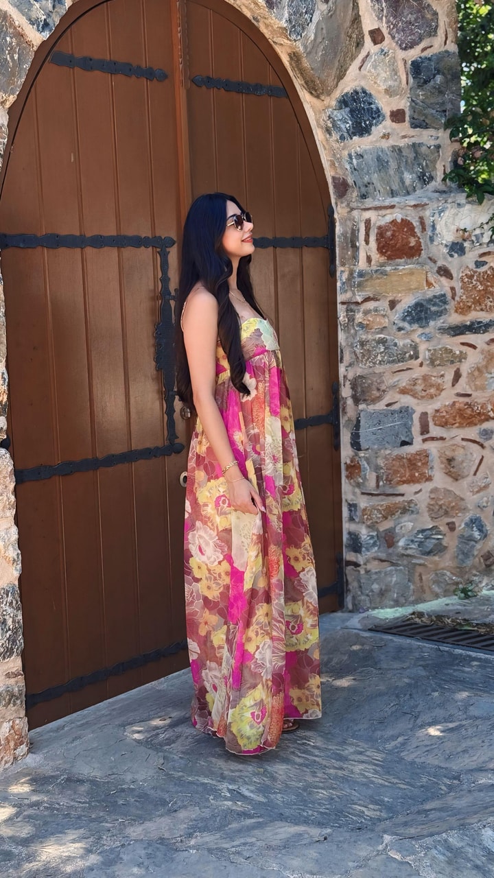 Leyisa Renkli Baskılı Midi Boy Şifon Elbise