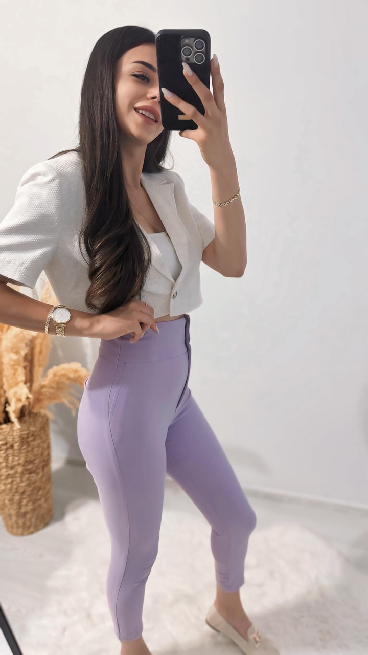 Lila Ekstra Yüksek Bel Toparlayıcı Pantalon