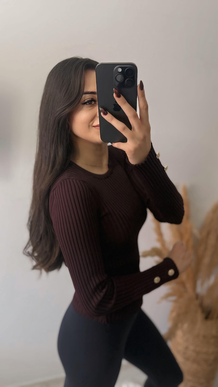 Livia Kolu Gold Düğmeli Basic Triko Mürdüm