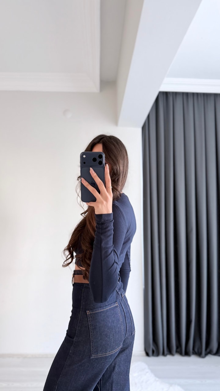 Lizzy Masi Tam Pamuklu Soft Touch Likralı Crop Body Lacivert