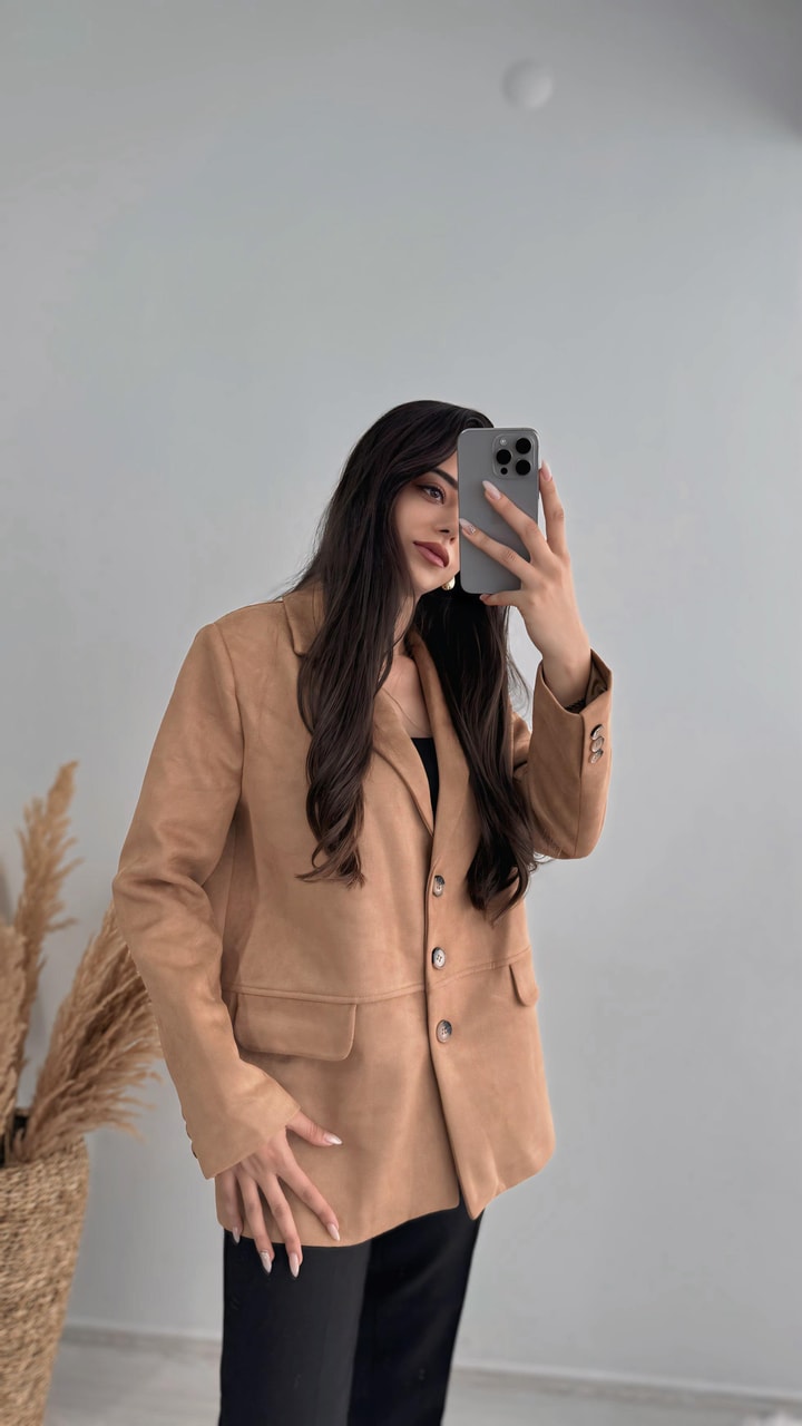 Logic Taba Süet Blazer Ceket