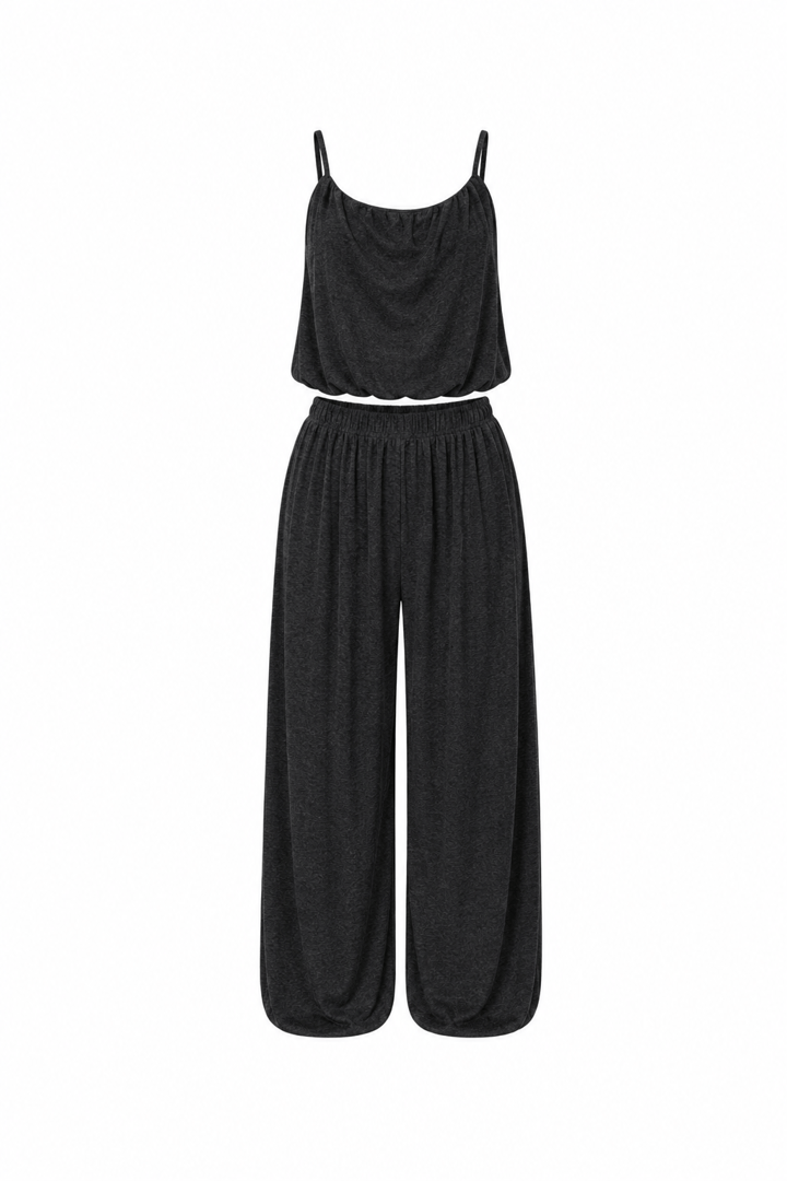 Lumea Antrasit Şalvar Pantalon Crop Takım