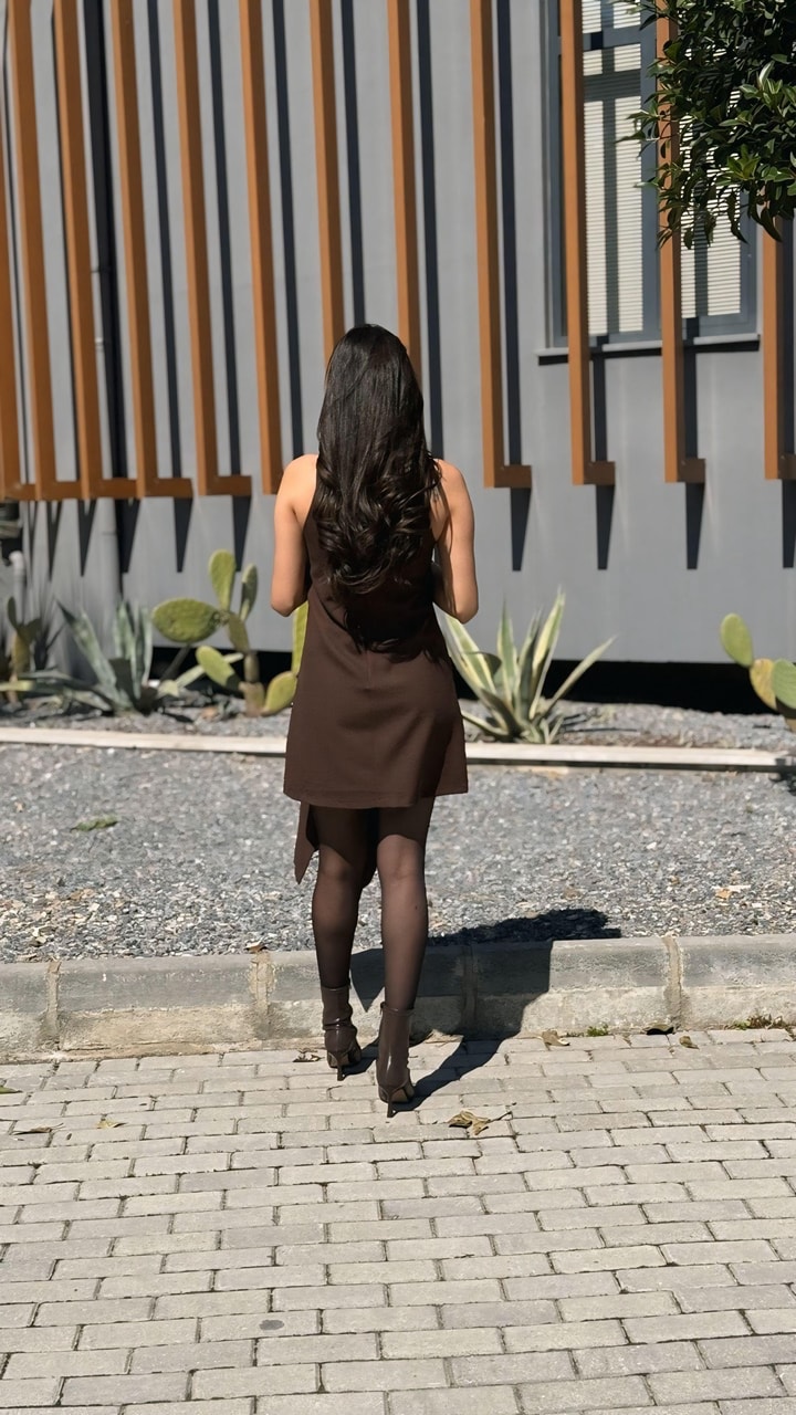 Luna Kahverengi Premium Elbise Ceket Takım 