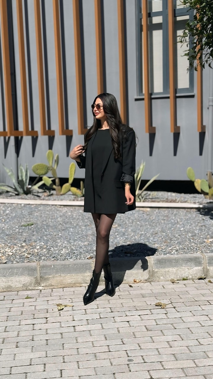 Luna Siyah Premium Elbise Ceket Takım 