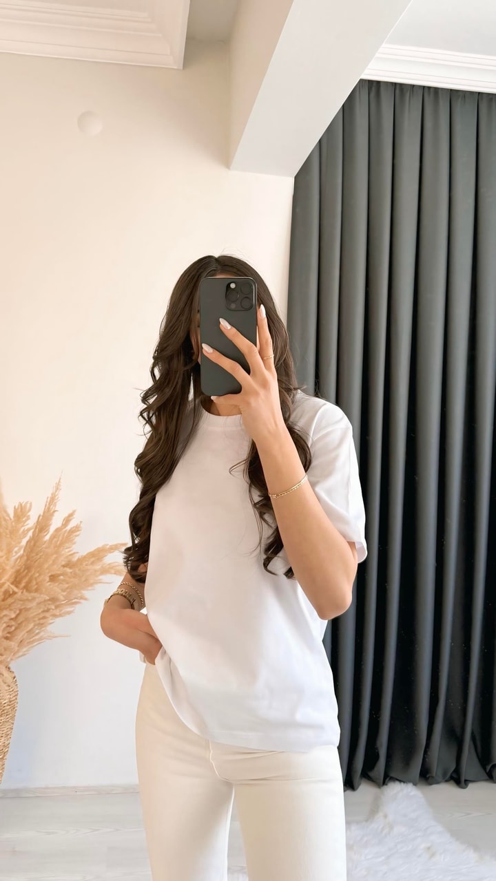 Mast Dilvin Pamuklu  Basic Tshirt Beyaz