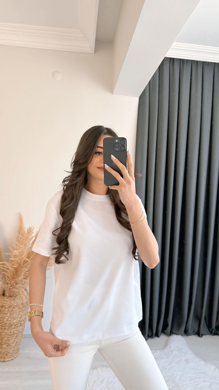 Mast Dilvin Pamuklu  Basic Tshirt Beyaz