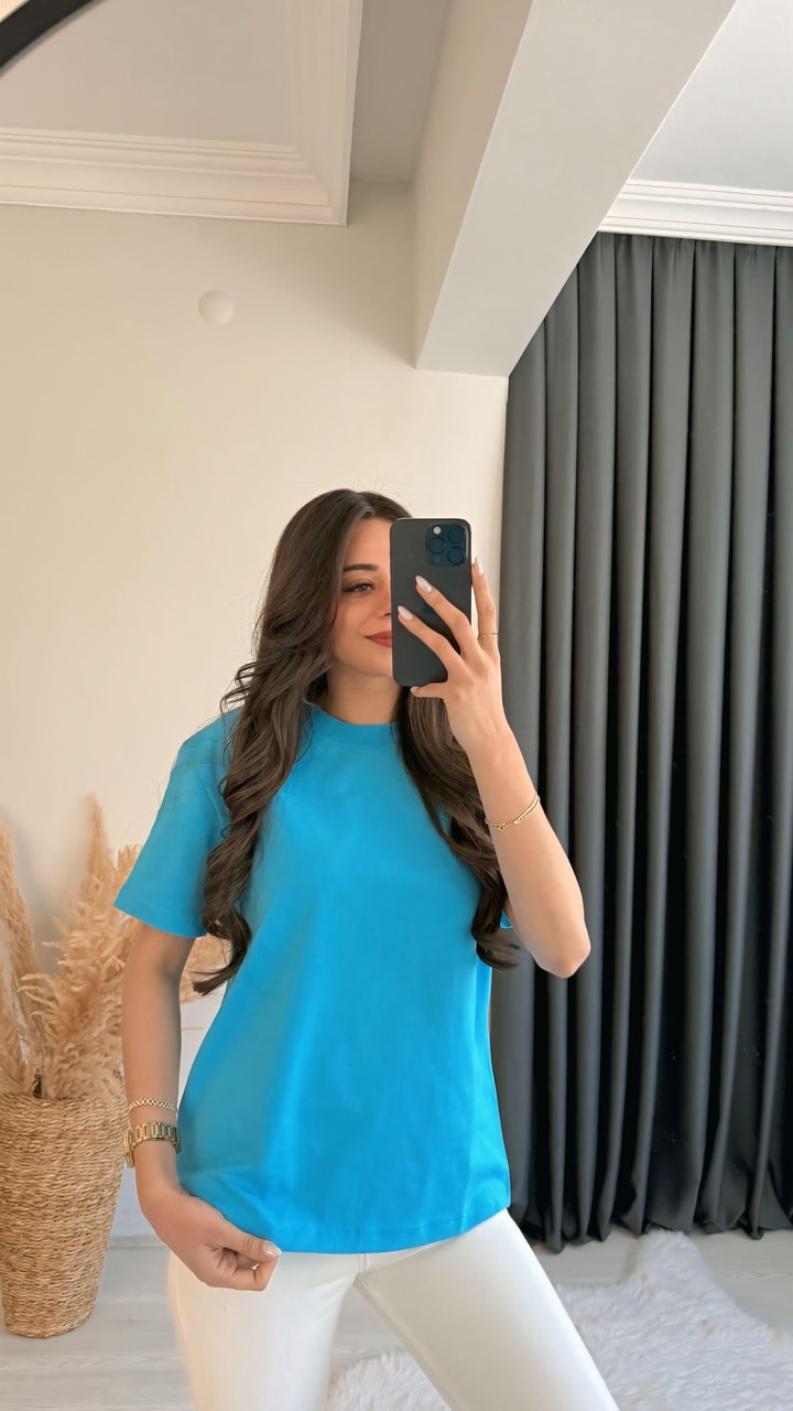 Mast Dilvin Pamuklu  Basic Tshirt Mavi