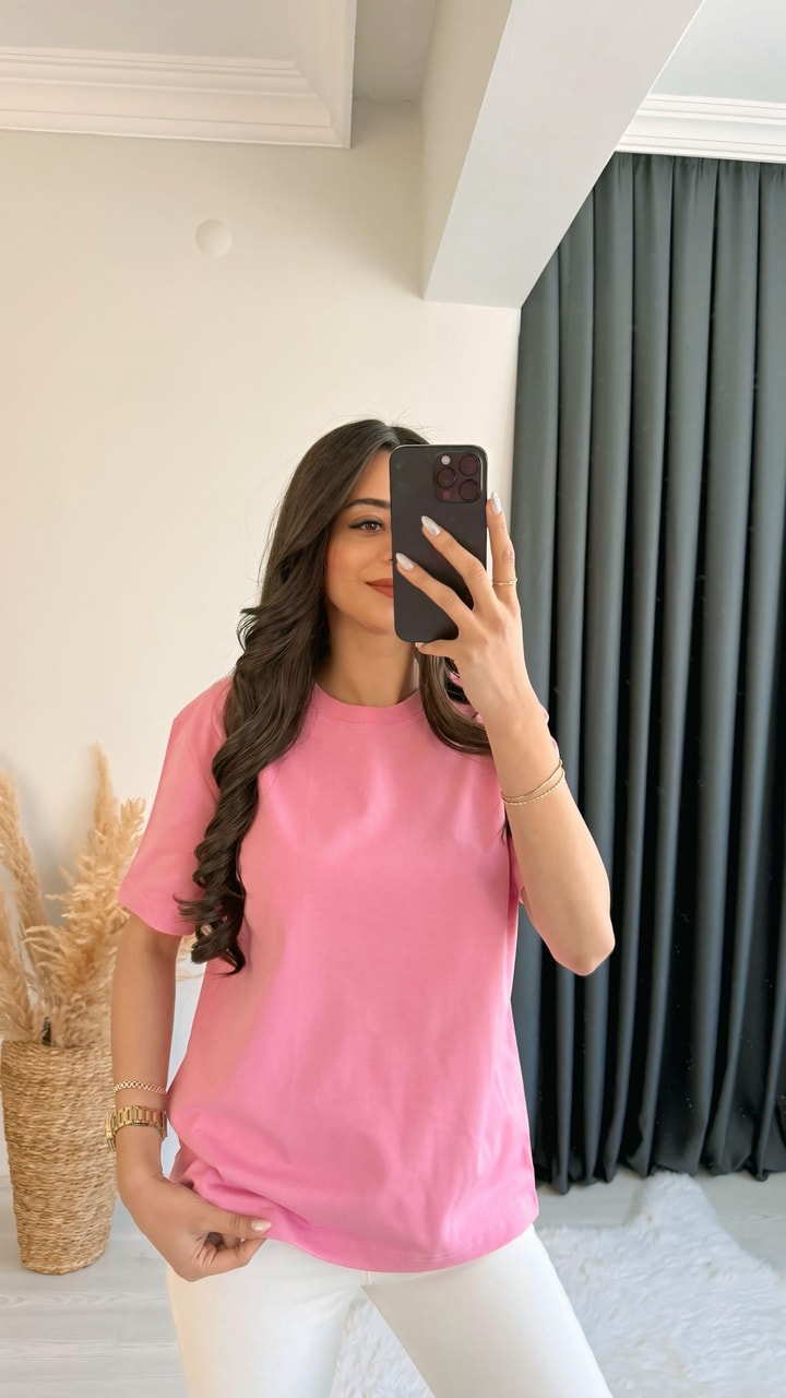 Mast Dilvin Pamuklu  Basic Tshirt Pembe