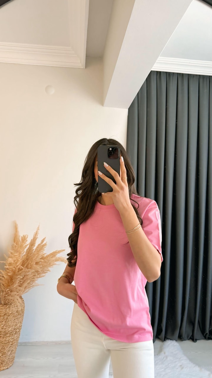 Mast Dilvin Pamuklu  Basic Tshirt Pembe