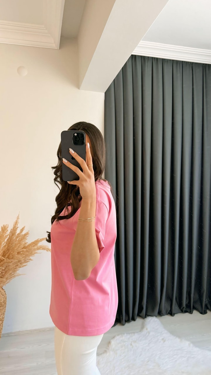 Mast Dilvin Pamuklu  Basic Tshirt Pembe