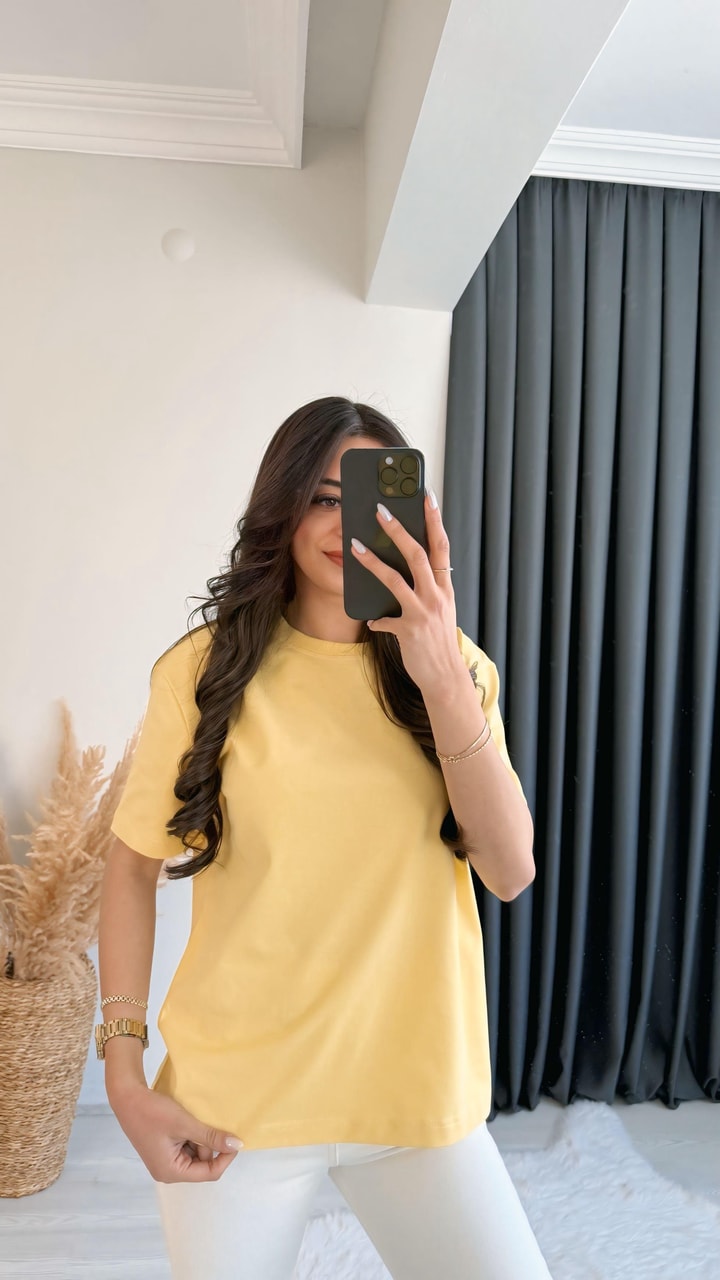 Mast Dilvin Pamuklu  Basic Tshirt Sarı