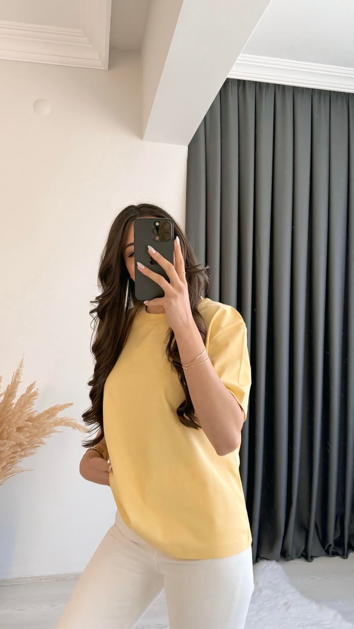 Mast Dilvin Pamuklu  Basic Tshirt Sarı
