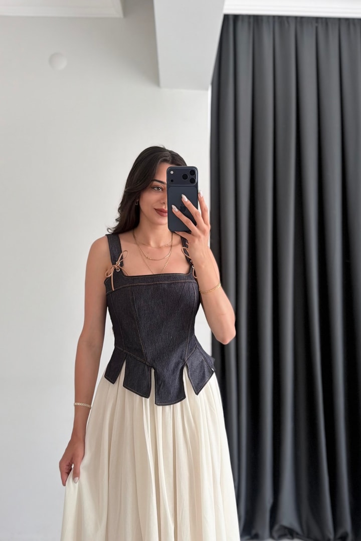 Moanna Fiyonklu Denim Bluz