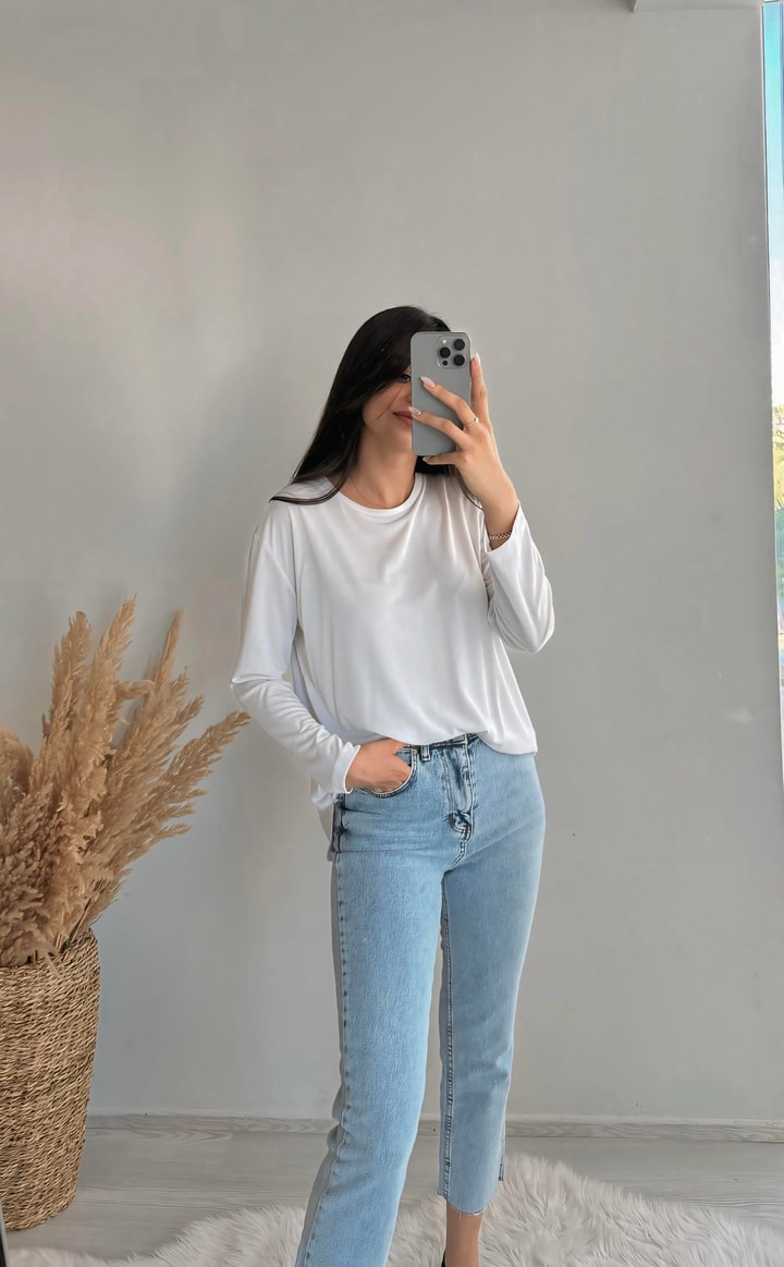 Premium Kalite Paçası Kesik Toparlayıcı Boyfit Jean Yıkamalı Mavi 