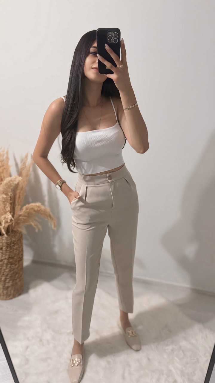 Premium Seri Kalın Kumaş Cepli Double Atlas Pantalon Bej