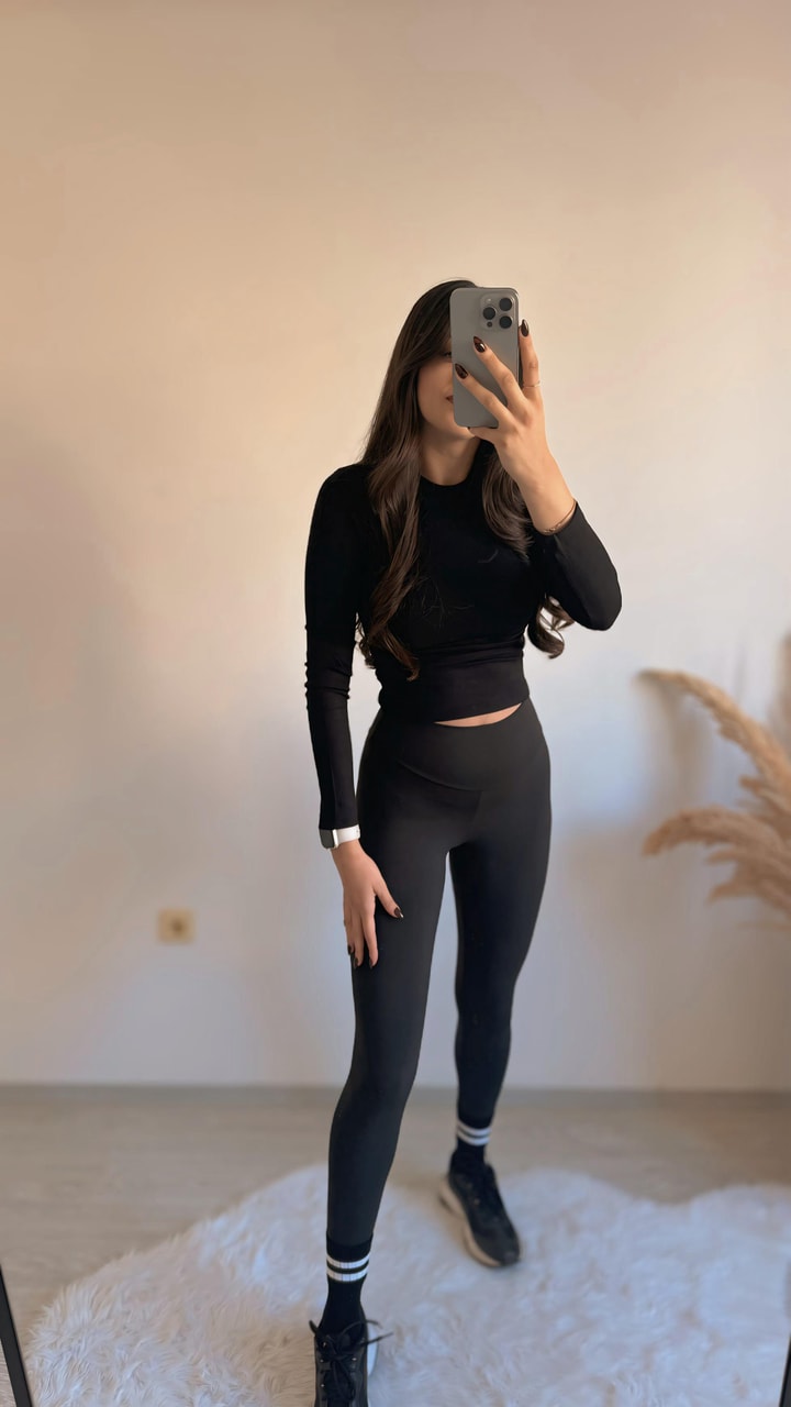 Roma Siyah Çelik Süper Fit Tayt