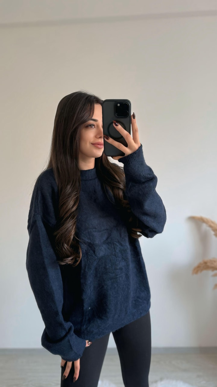 Stars Geniş Kol Basic Yumoş Salaş Kazak Lacivert