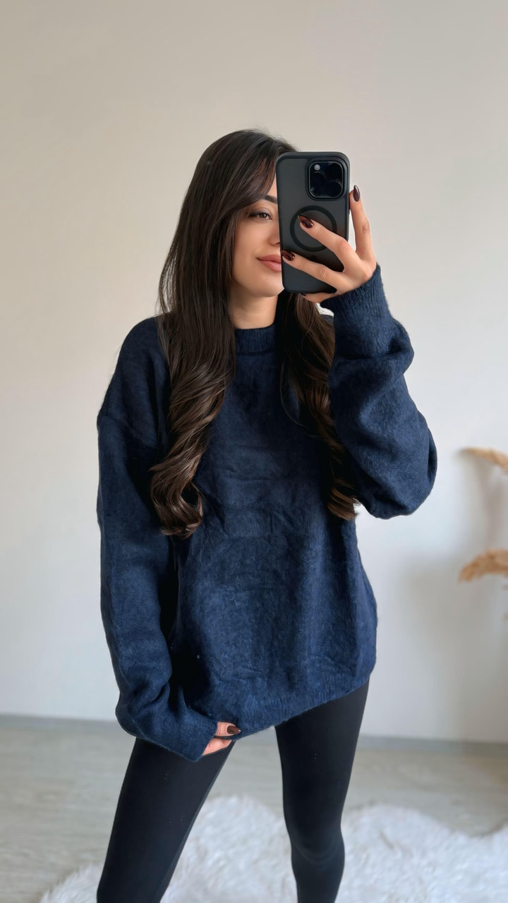 Stars Geniş Kol Basic Yumoş Salaş Kazak Lacivert