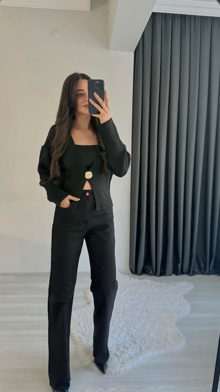 Sunsie Zra Premium Kalite Toparlayıcı Straight Jean Siyah