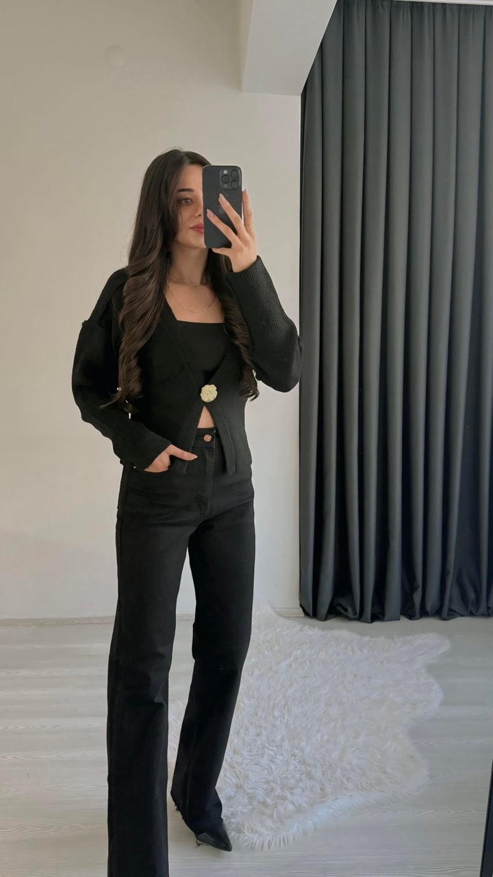 Sunsie Zra Premium Kalite Toparlayıcı Straight Jean Siyah