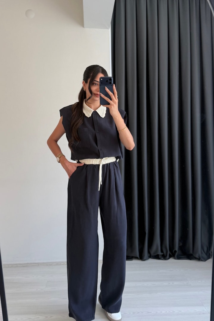 Twily Yaka Garnili Tws Model Tensel Lacivert Takım 