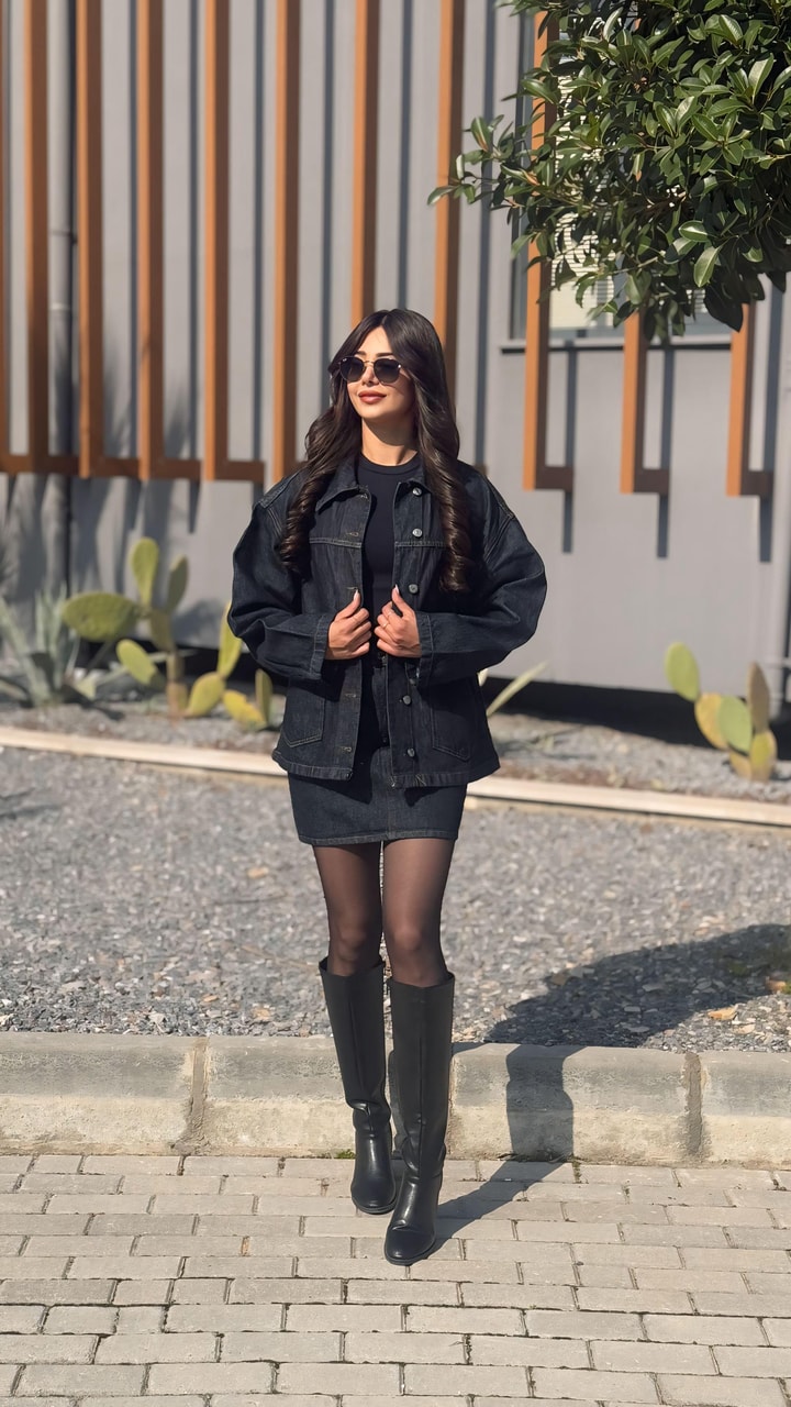 Vagner Denim Kot Ceket Etek Takım 