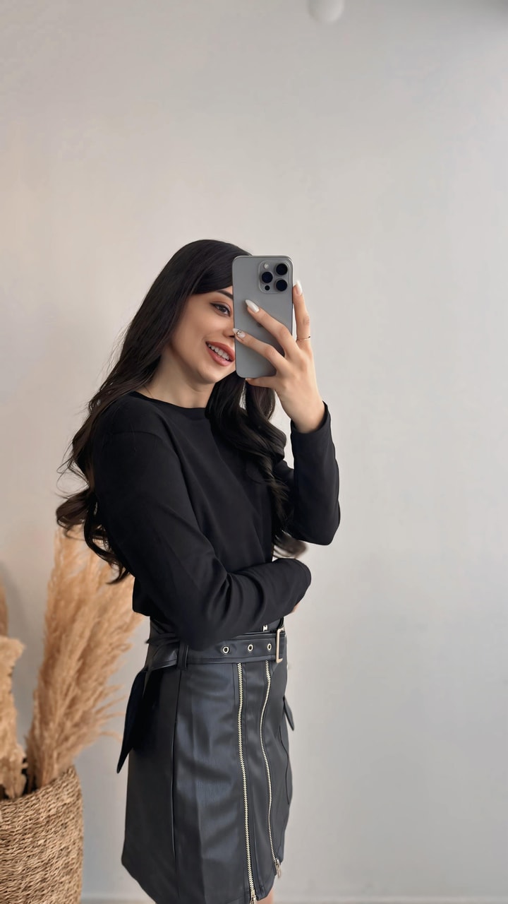 Vera Siyah Basic Uzun Kol Marka Model İnce Sweat
