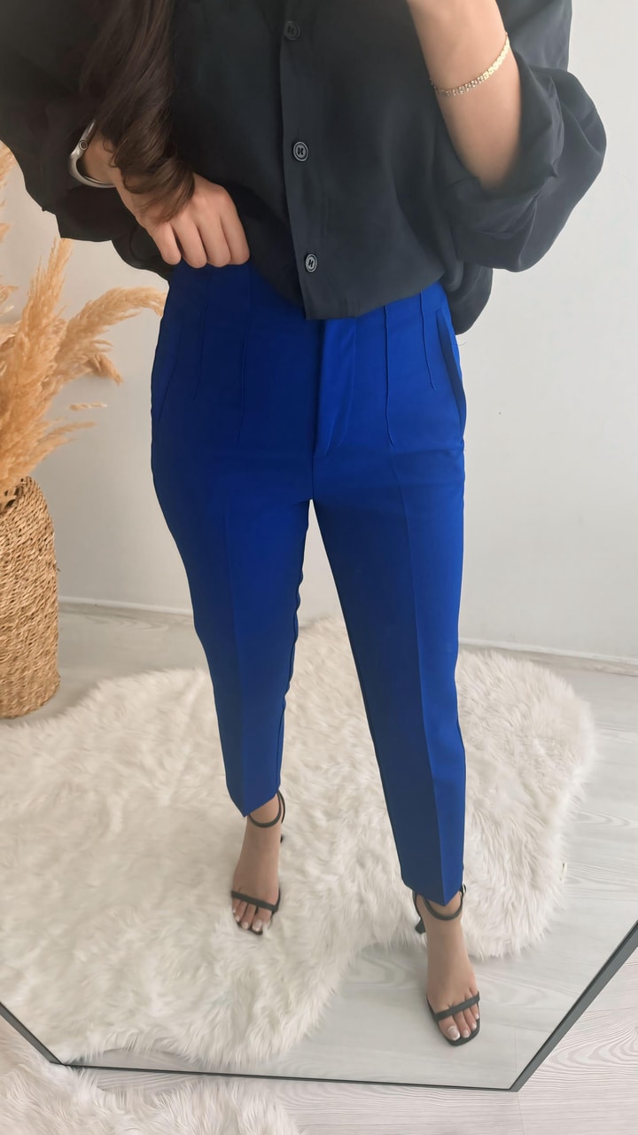 Zra Model Lüx Kalite Kalın Kumaş Flatolu Pantolon Saks