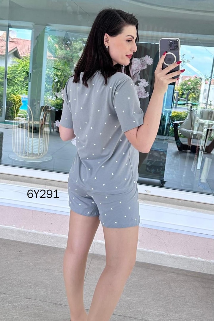 %100 Pamuk Süprem Penye Şortlu Pijama Takım