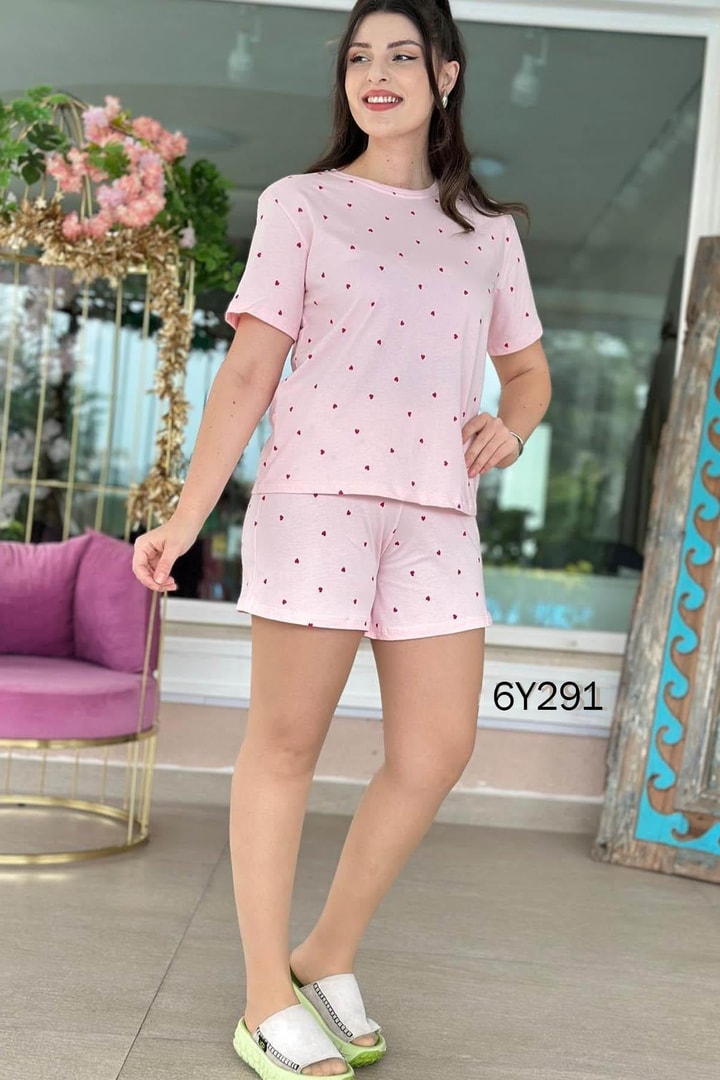 %100 Pamuk Süprem Penye Şortlu Pijama Takım